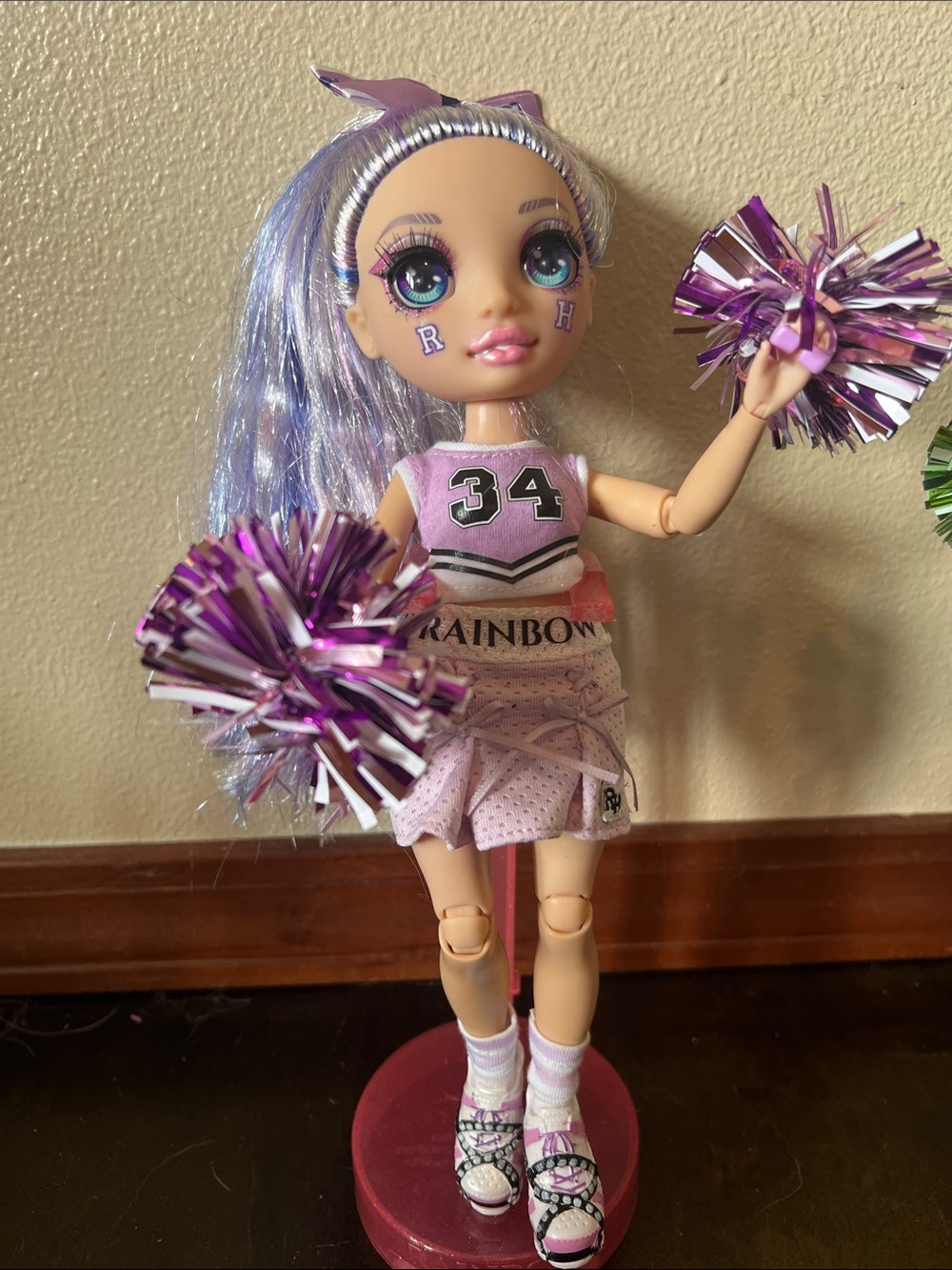 Rainbow High Purple Cheerleader Doll with Pom Poms